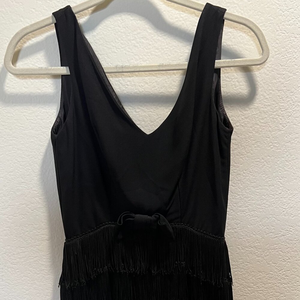 Vintage Black Fringe Wiggle Dress | Flapper Glam 20s-Inspired | Size XS/S (2–4)